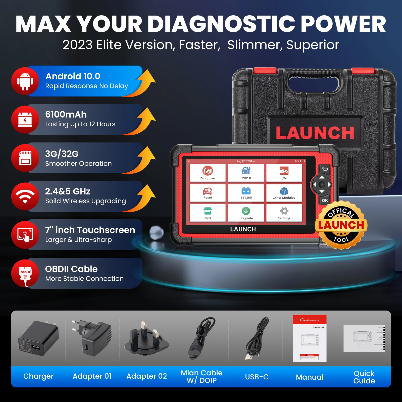 LAUNCH X431 CRP919E Full System Diagnostic Tool OBD2 Scanner Bi-directional 31+ Reset Car Diagnostic Tool CANFD DOIP Protocol