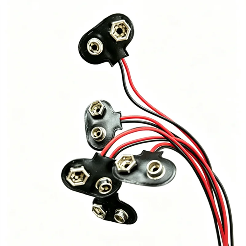 500pcs Snap on 9V Battery Holder Clip Contor  with 150mm Cable Lead