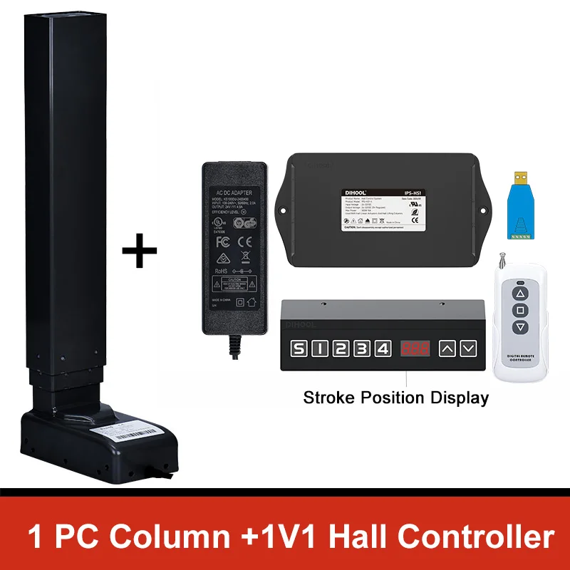 Imagem -02 - Coluna de Elevação Elétrica com Altura Ajustável Atuador Linear Sistema de Elevação Síncrono Pernas de Mesa Móveis Motor dc 24v 80kg de Carga