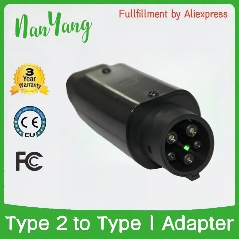 

32A Type 2 To Type 1 EV Charging Adapter Connector SAE J1772 To Tesla T2 To T10