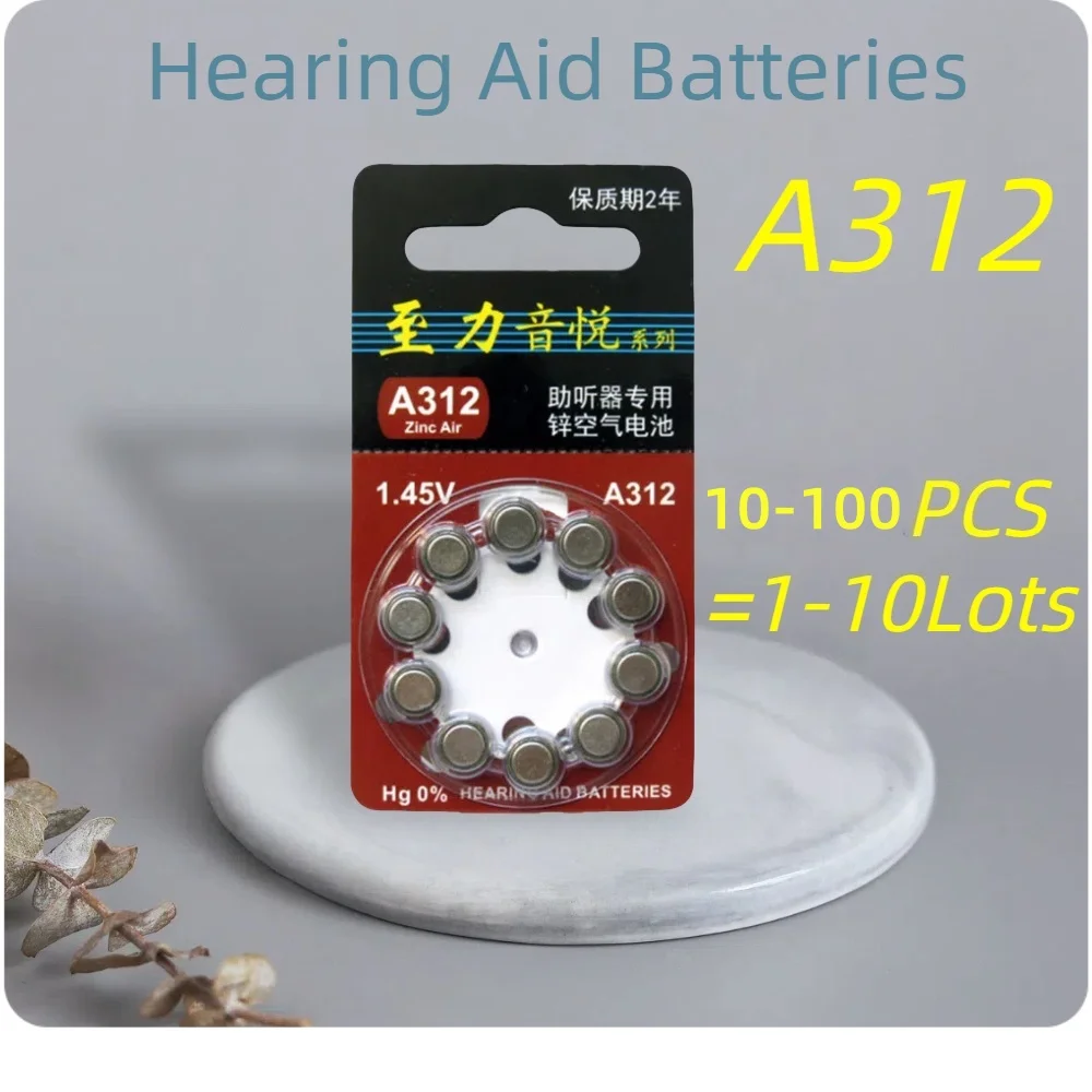 10-100PCS Zenipower Zinc Air Hearing Aid Batteries A312 312A ZA312 312 PR41 S312 Battery