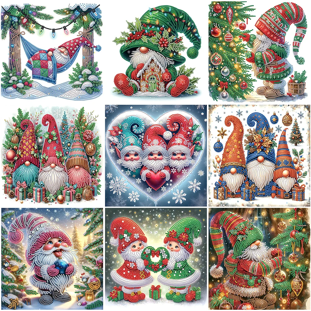 5D DIY Partial Special Shaped Drill Diamond Painting Kit Xmas Gnome Decor