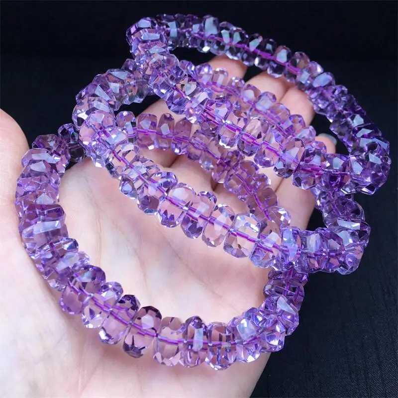 11MM Natural Amethyst Facet Bracelet Reiki Healing Fengshui Stone Fashion Jewelry For Women Holiday Gift 1PCS