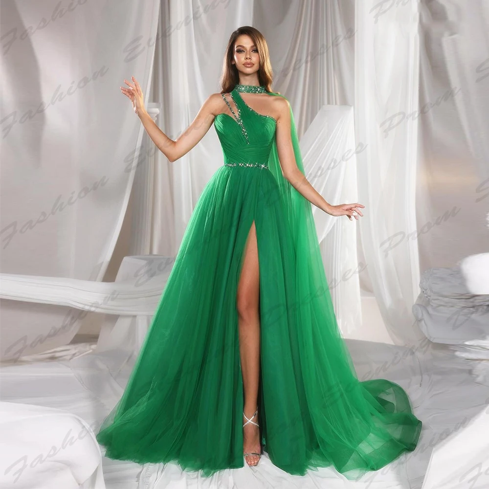 

Gorgeous Satin Romantic Evening Dresses For Women Sexy Mermaid Off The Shoulder Sleeveless High Slit Simple Mopping Prom Gowns