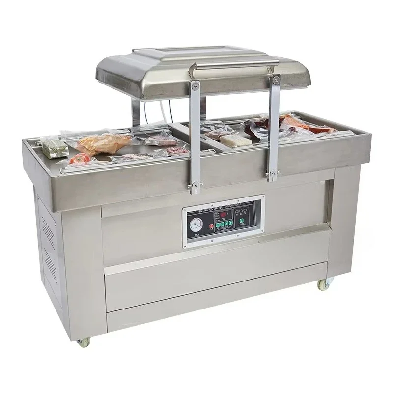 

semi-automatic double-chamber vacuum sealing packaging machine film bag foil packaging vacuum packaging sealing machine