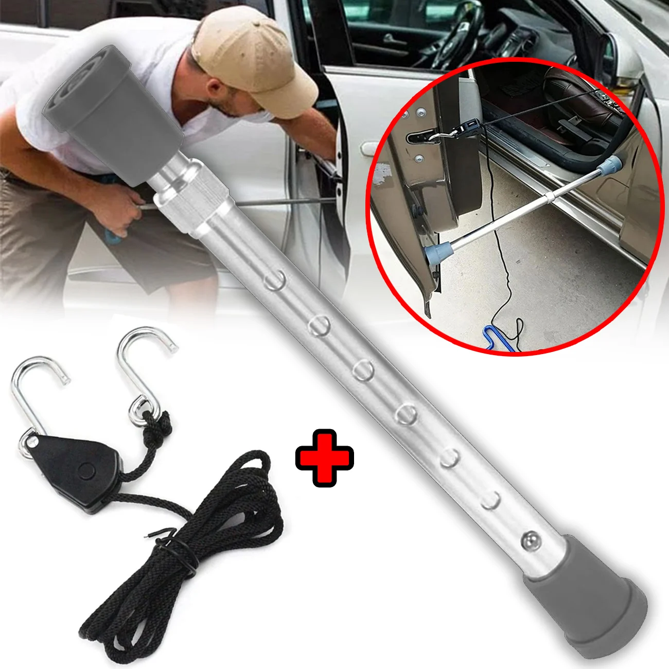 2Pcs Car Prop Engine Cover Stand Telescopic Rope Kit Door Holder Product Pillar auto Hood Prop Repair Tools Accessory Hood