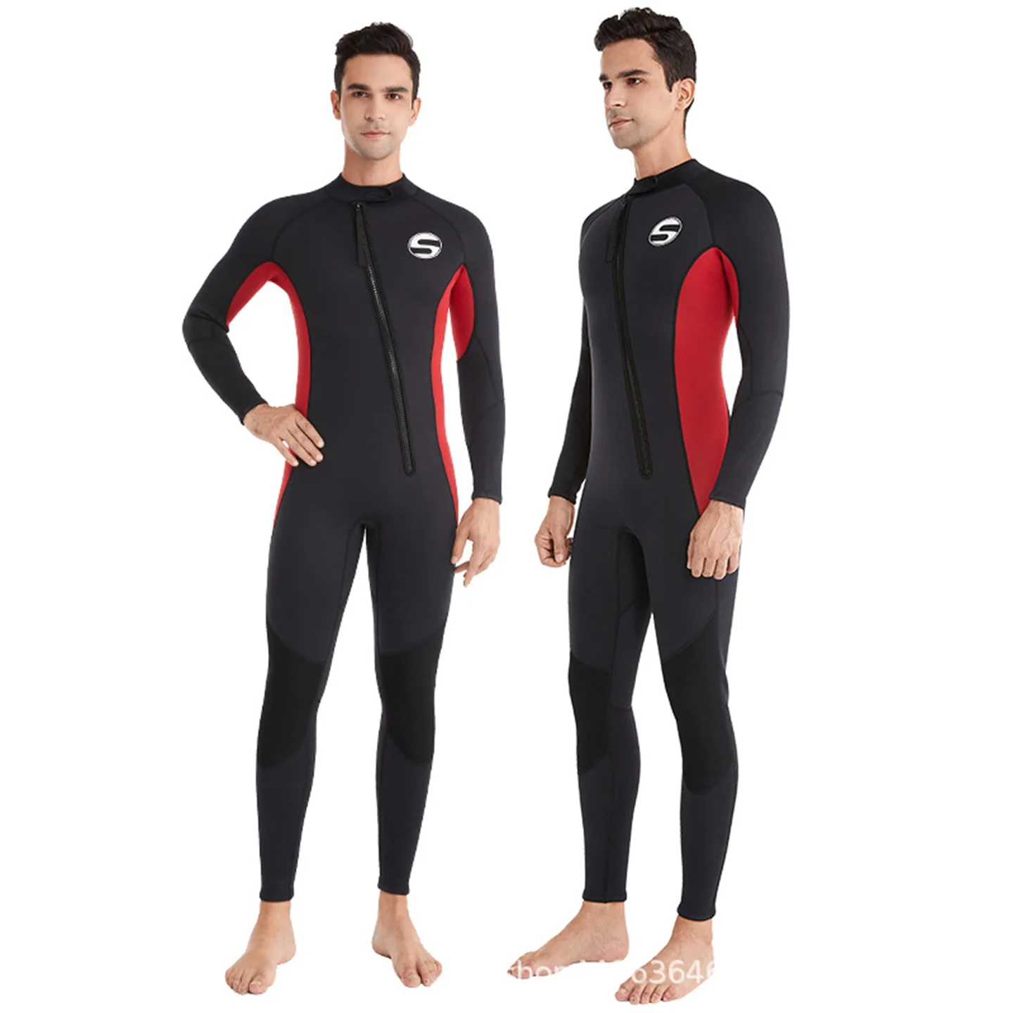 Men'S Long Sleeve Front Zipper 3MM Neoprene Wetsuit One-Piece Scuba Diving Suit For Surfing Snorkeling Winter Thermal Swimsuit