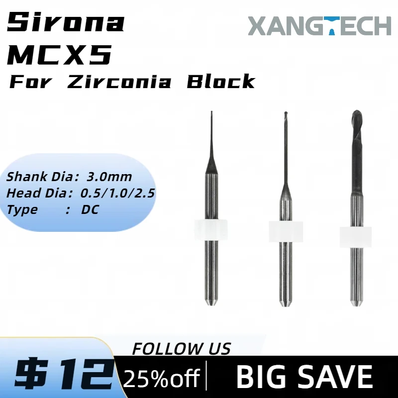 XANGTABOU- Fraises dentaires à revêtement de diamant, Sirona MCX5, tête de coupe D 0.5/1.0/2.5mm