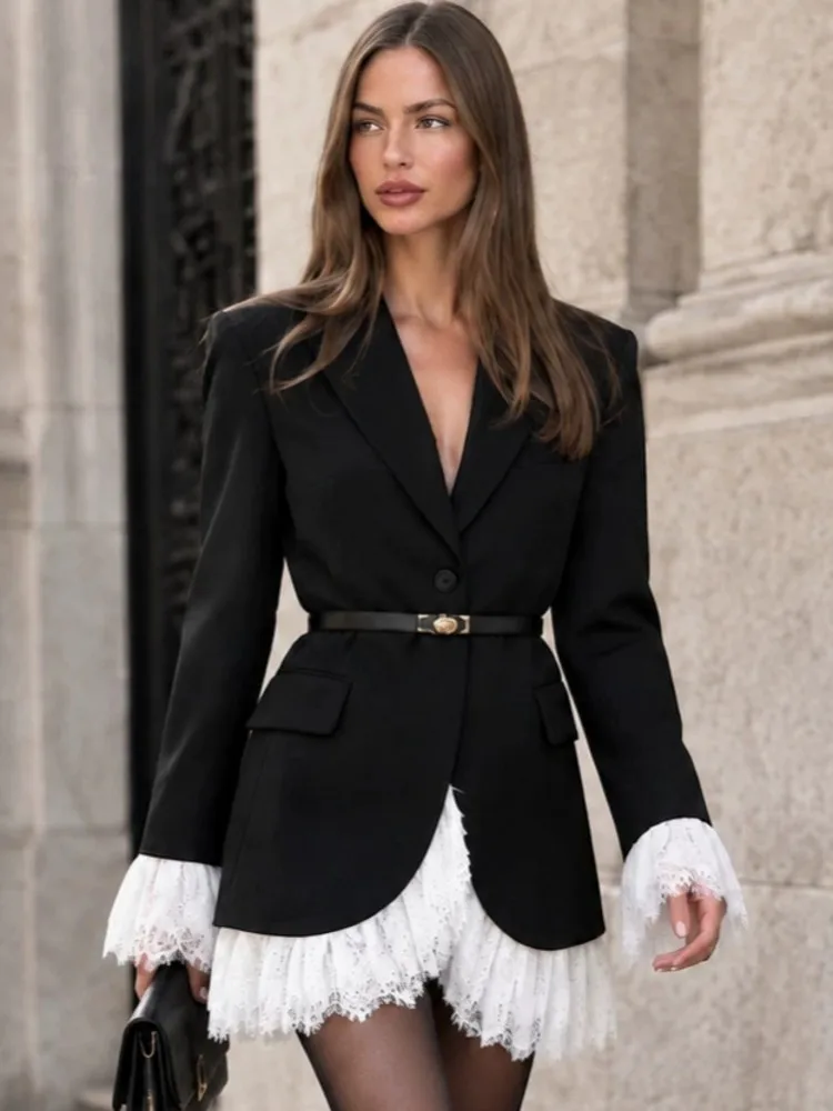 2026 Autumn Lace Blazer Women Office Lady Jackets For Women New In Coats And Jackets Woman Long Sleeve Women's Winter Jacket