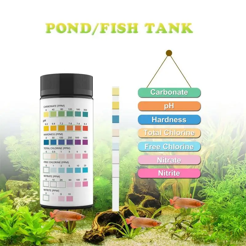 Fish Tank Water Testing Kit 7 In 1 Quick And Accurate Pool Test Strips Fish Tank Water Testing Kit Quick And Easy To Monitors Ph