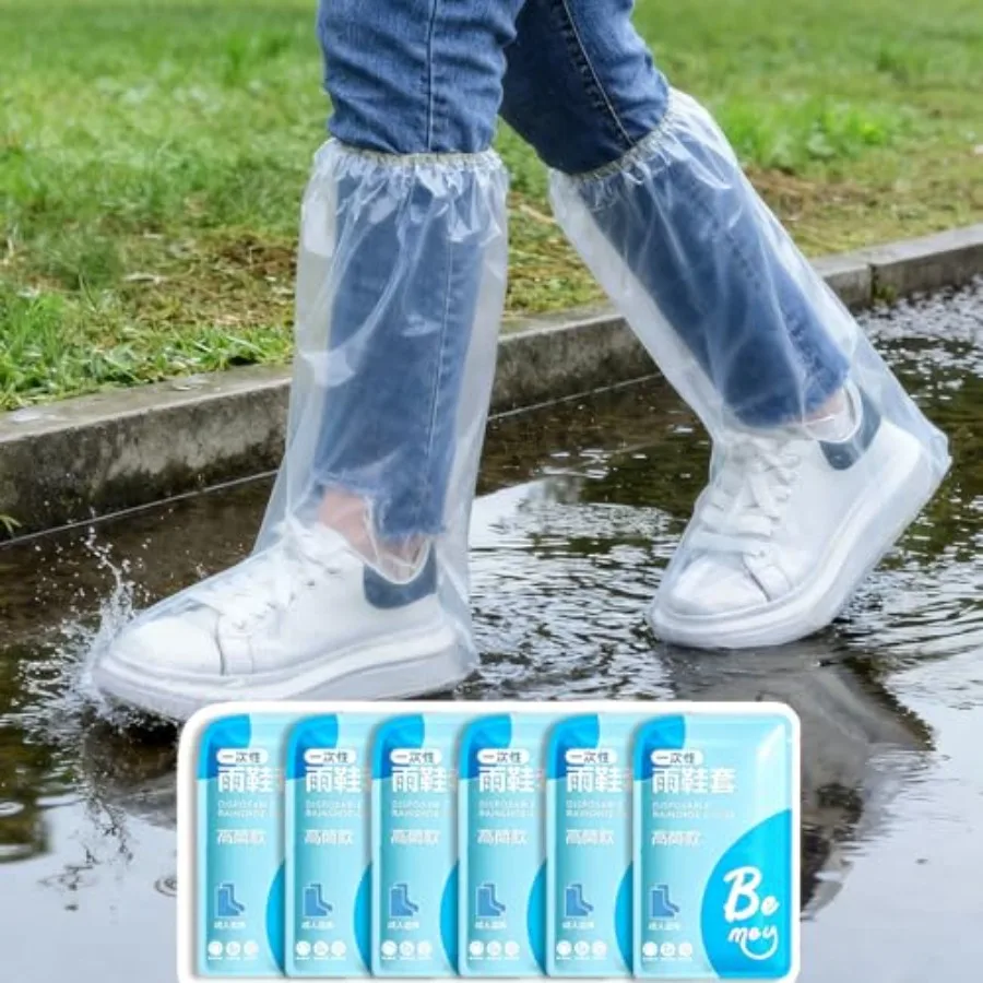 

12 Pcs Individually Packaged Long Rain Shoe Covers, Extended ength Cear Shoe Ponchos, Anti-Slip Plastic Rain Boot Covers, Perfe