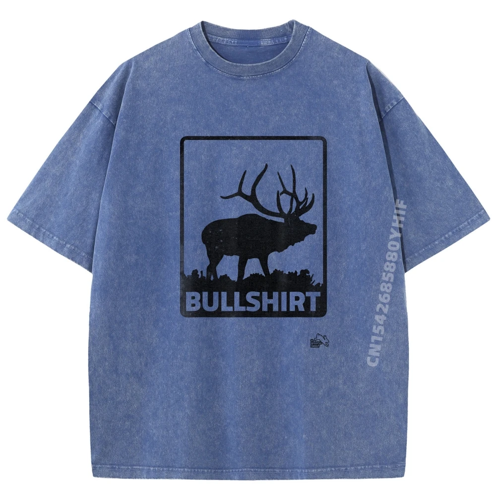 

Funny Bullshirt Elk Hunting Shirts Men Graphic Limited Time Special Men's T-Shirts Classic Washed Clothes