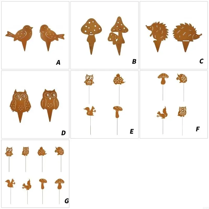 Garden Stake Rust Decorative Garden Decorations for Outdoor Use Metal Stake Landscape Ornament Easy Installation 