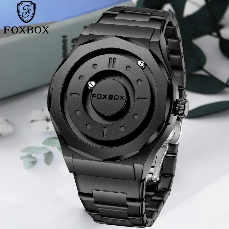 

LIGE FOXBOX Luxury Fashion Quartz Man Watch Creative Casual Scrolling Pointer Steel Band Waterproof Chronograph Watches for Men