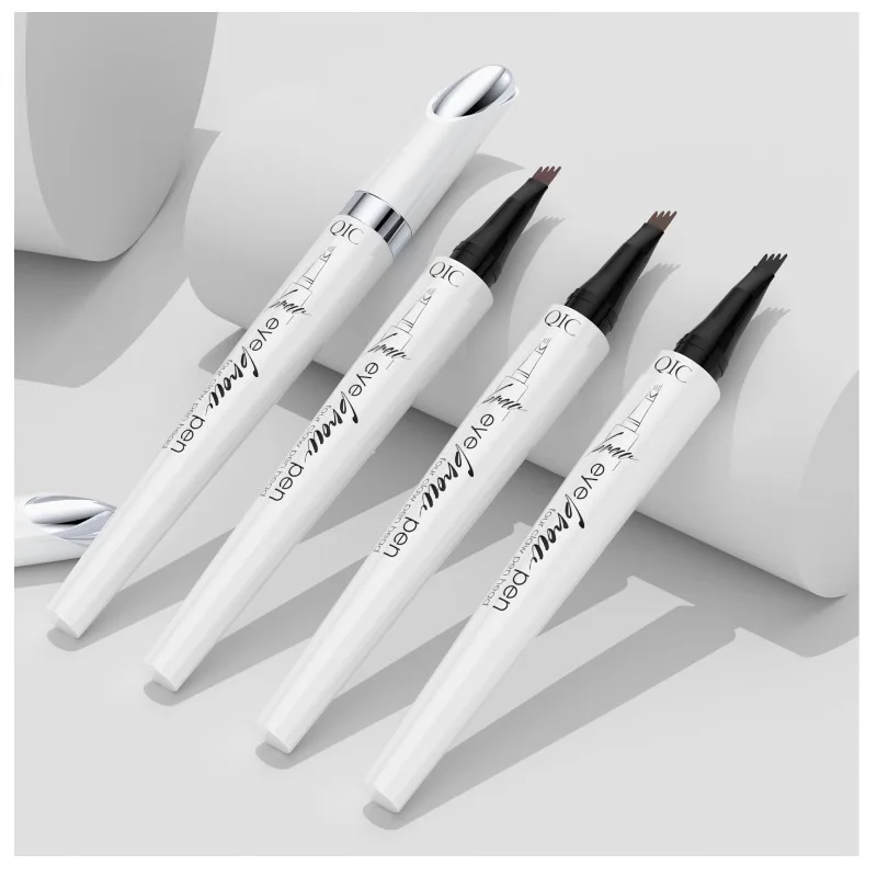 防水液体アイブロウペンシル 4 爪分割ヘッド速乾性長持ち高演色性すべての肌タイプの眉毛用 1 個