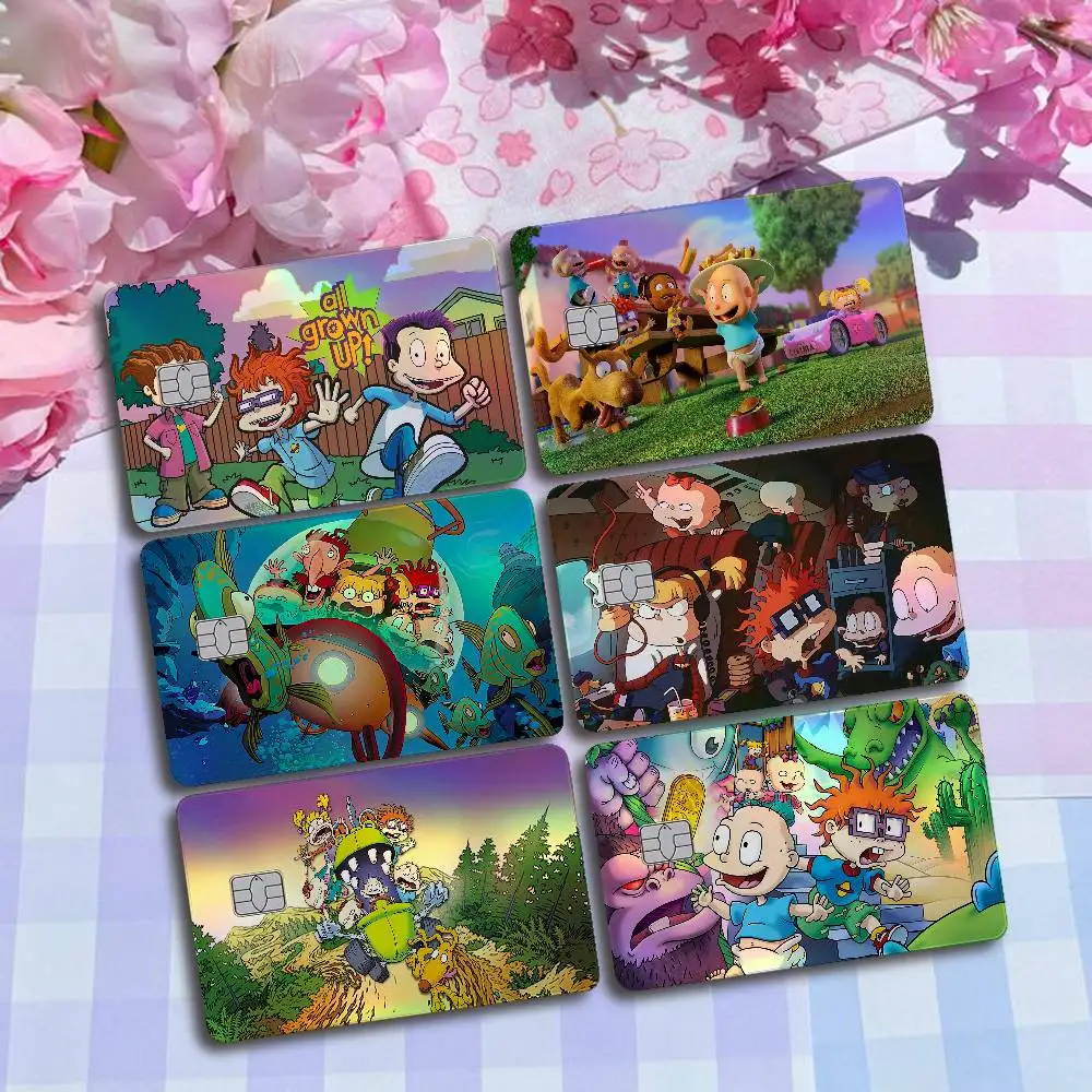 Cartoon-R-Rugrats Laser Card Skin Stickers 4pcs/Set Waterproof Anti-Scratch Bank Card Protector Decal For Credit Cards