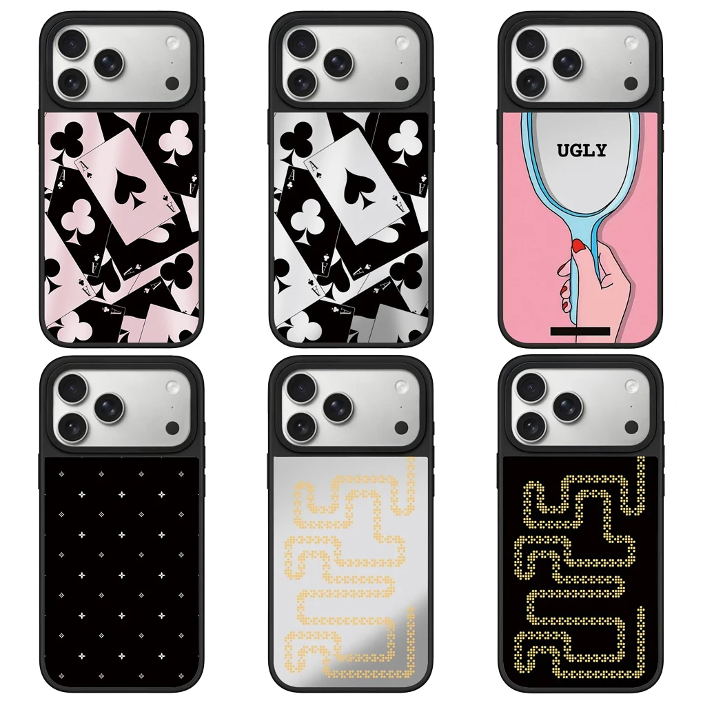 

A Spade Mirror Surface Magnetic Phone Case Cover for IPhone 12 13 14 15 16 17 Pro Max Case for IPhone 17 Air