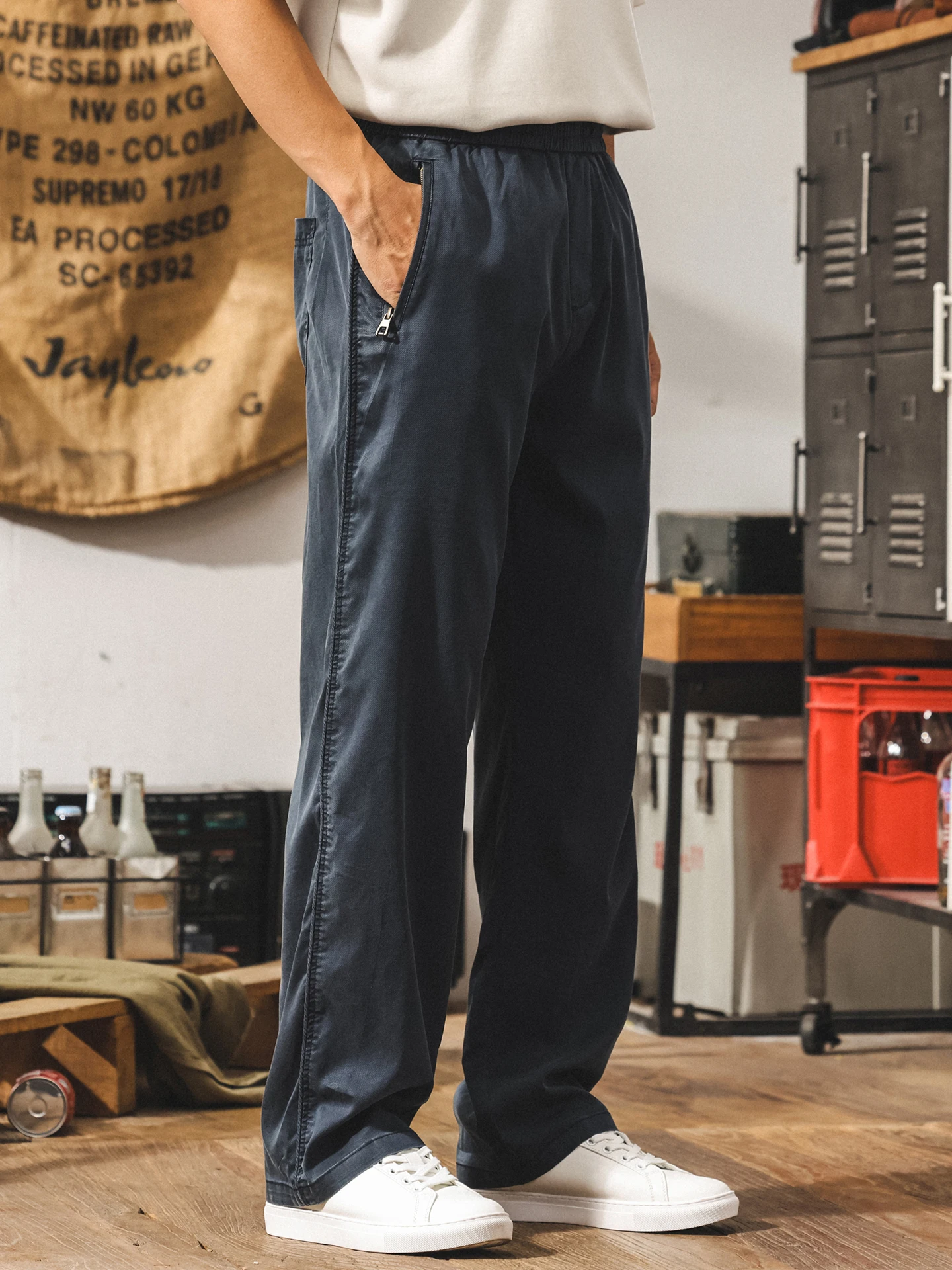 

Lcellyulose Cooling Ice Silk Men's Casual Pants Summer Thin Straight American Long Pants Loose Fit Breathable Pure Color