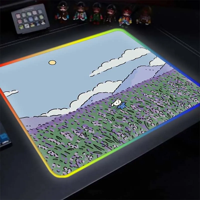 

RGB Waterproof Mouse Pad HD Print Cute Kawaii of Rabbit Office Laptop Mice Pad 400x450mm LED Computers Keyboard Rubber Table Mat