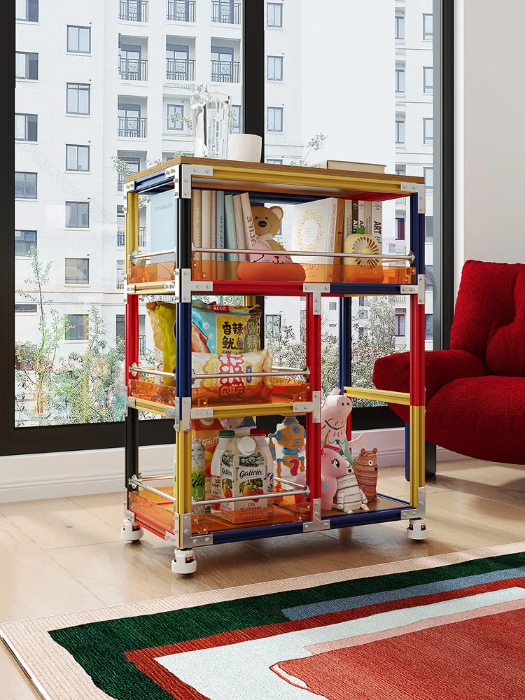 Aluminum profile ocean plate trolley movable dopamine creative storage rack multi-functional contrasting color creative edge few