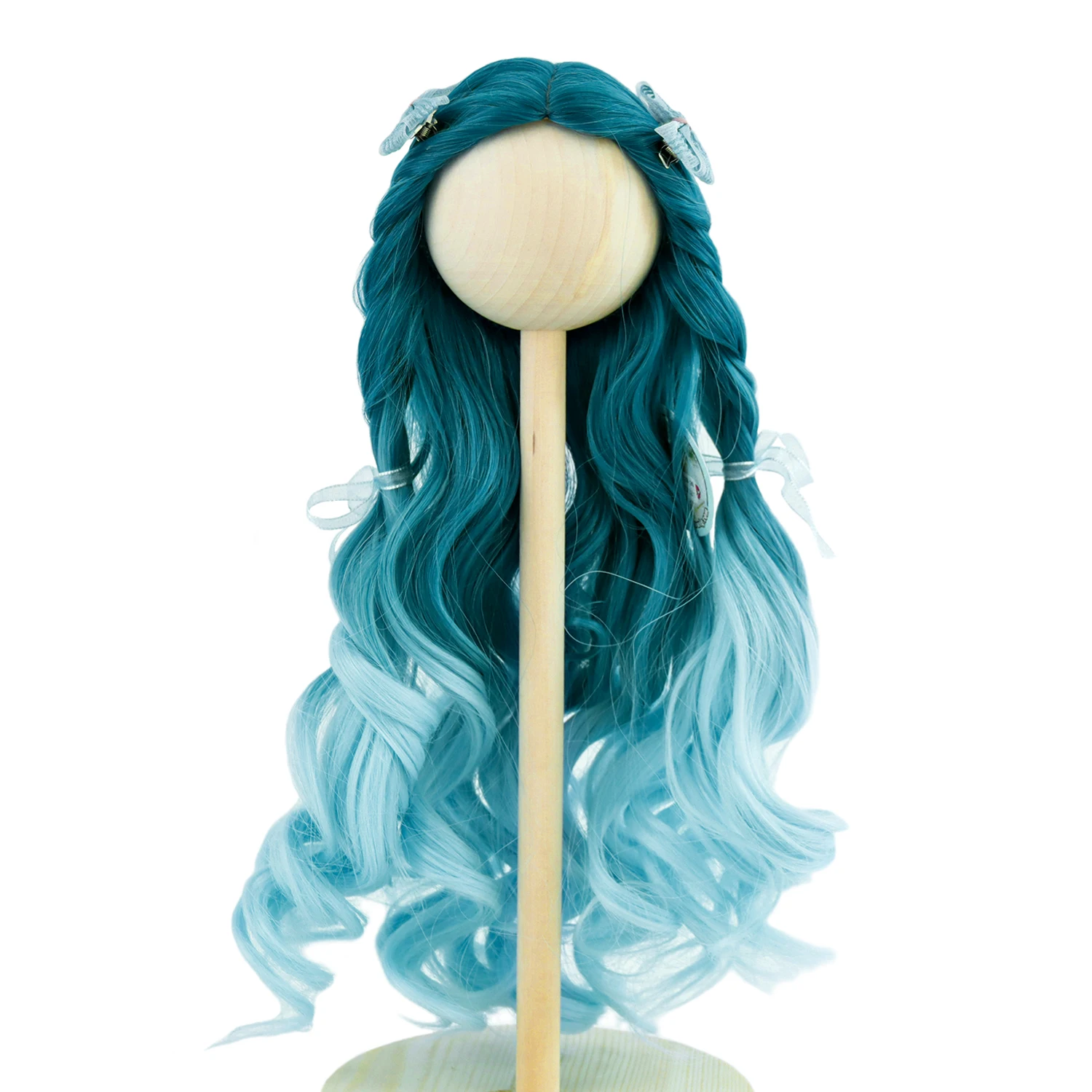 

Free Shipping 18 inch American Doll Wig Long Wavy Blue Gradient High Temperature Silk