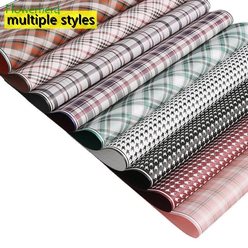 Retro British Flower Bouquet Wrapping Paper Stripe Plaid Thicken Waterproof Gift Wrapping Paper Flower Paper Floral Virgin Paper