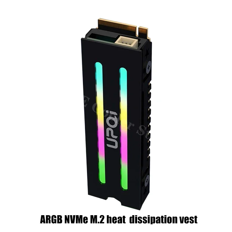NVME NGFF M2 SSD Heatsink 5V ARGB , Dual Side Dissipation Vest Aluminum Alloy Thermal Conductive M.2 Solid State Drive Cooler