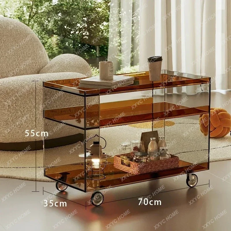 AACy56 A26 Licht Luxus Couchtisch Mobile Trolley Acryl Rand Esszimmer Auto Wohnzimmer Teetisch Rack