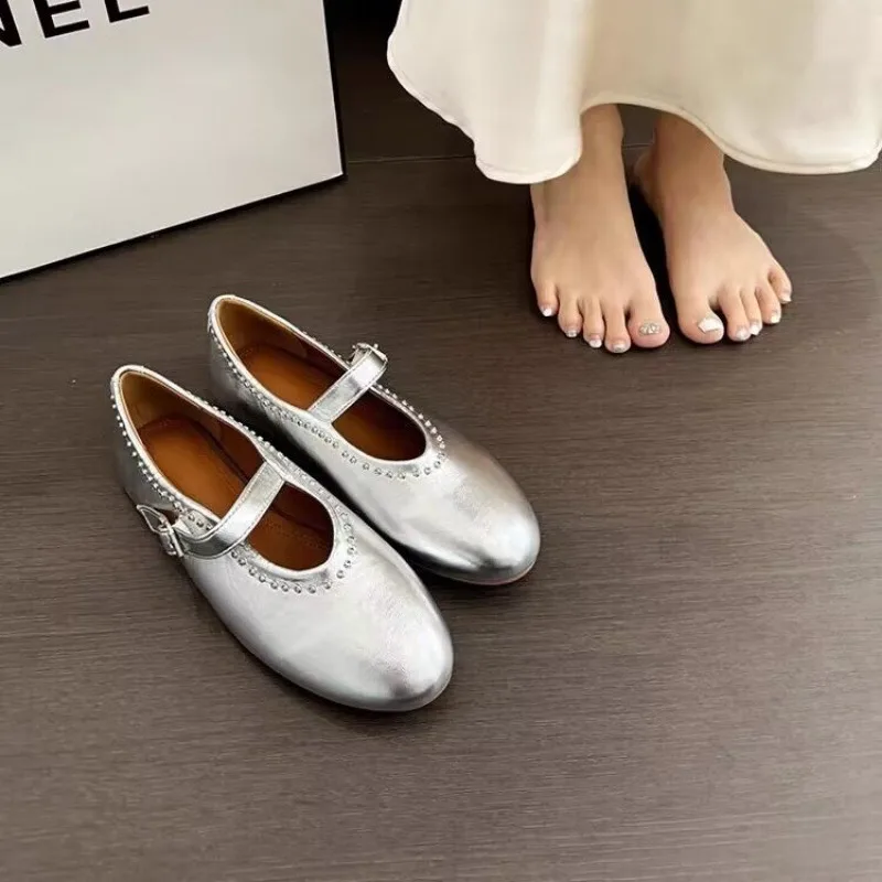 Classic Round Toe Mary Jane Shoes 2024 New Fashion Shallow Mouth Women's Flat Shoes Soft and Comfortable Ladies Ballet Shoes