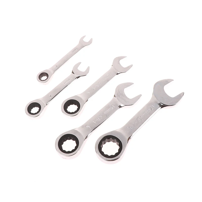 Mini Short Handle Ratchet Wrench With Movable Head Quick Dual-purpose Open End Wrench Hardware Tool Labor-saving Wrench
