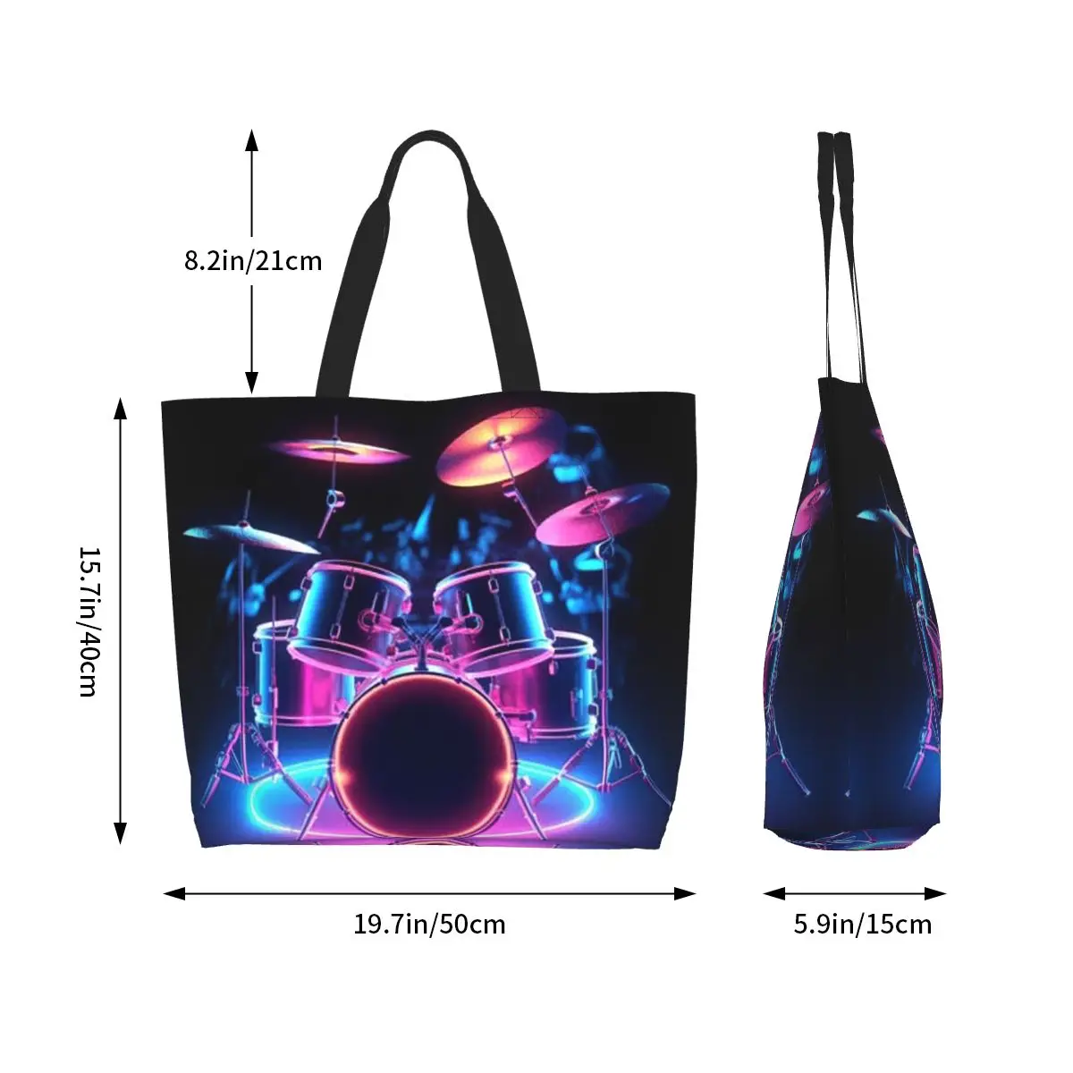 Shelf Drum Electronic Drum Shopping Tote Bag Canvas Large Capacity Shoulder Bags Shopper Grocery Handbag for Women
