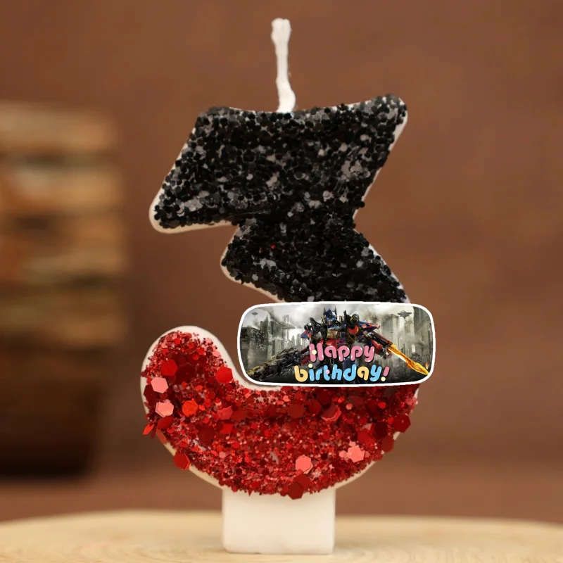 Transform Robot Digital Candle Number 0-9 Kids Birthday Cake Decoration Supplies Cartoon Anime Party Accessories Supplies - view 3