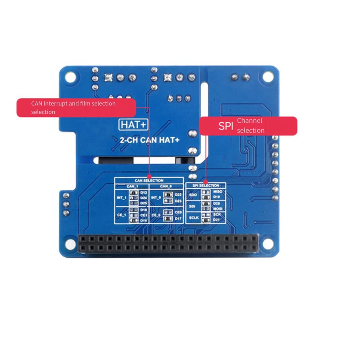 For Raspberry Pi 2CH Isolated CAN Expansion HAT MCP2515 7-36V for Raspberry Pi Series/Jetson Nano