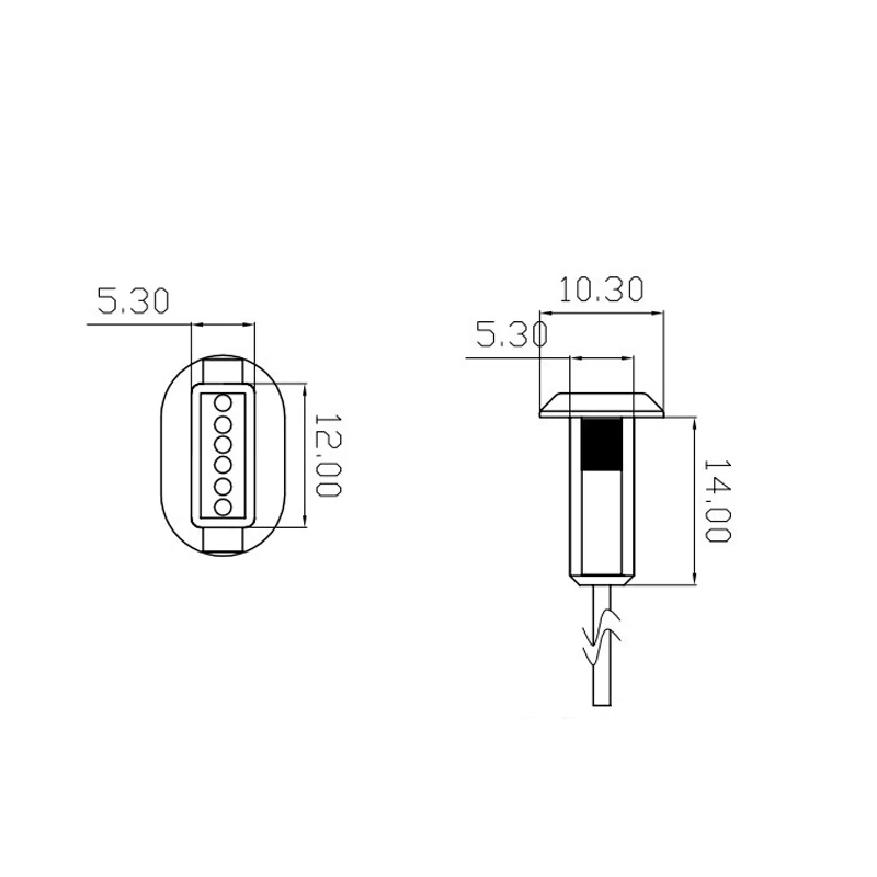 6 Pin USB-C Type Waterproof USB Connector Direct Compression Female Base Female Socket Charging Interface With Welding Wire