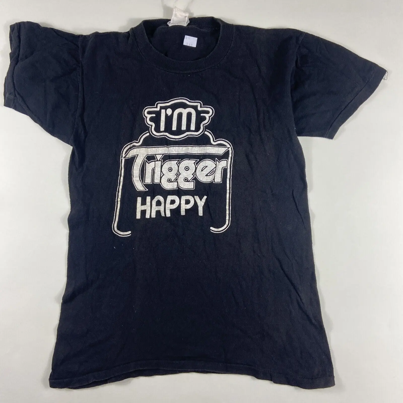 Vintage Trigger T Shirt Äúim Happy Äù Äúrocks The Ship Wheel Medium 70S Band