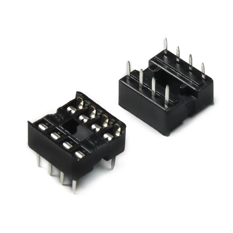 AMSS 10pcs 8Pin DIP8 8Pins square hole straight plug IC socket chip base electronic integrated circuit connector PCB