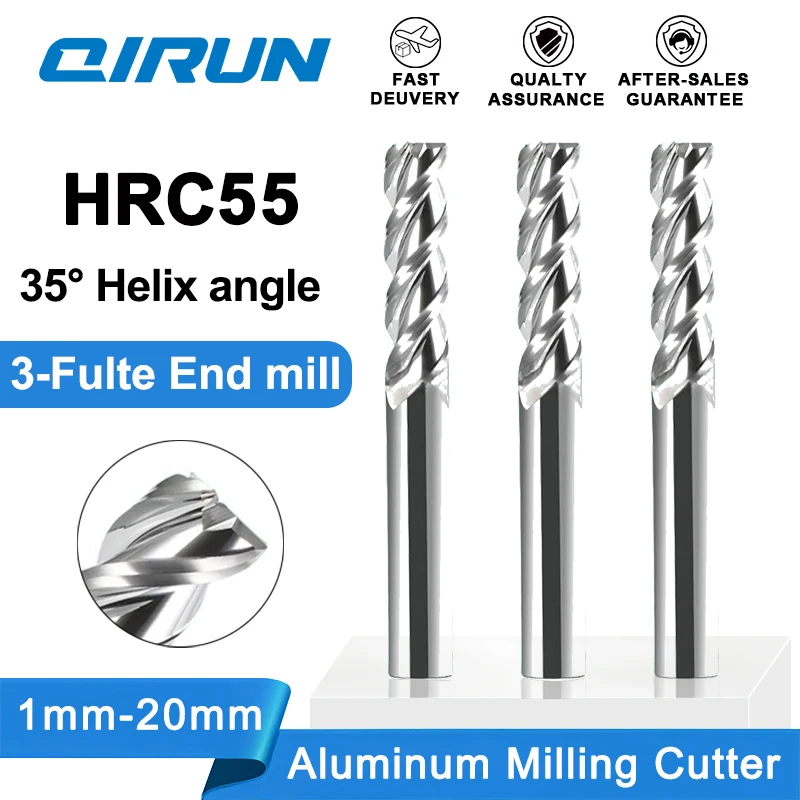 

QIRUN HRC55 3-Flute Carbide End Mil, special aluminum alloy milling cutter, CNC machining cutter, tungsten steel milling cutter