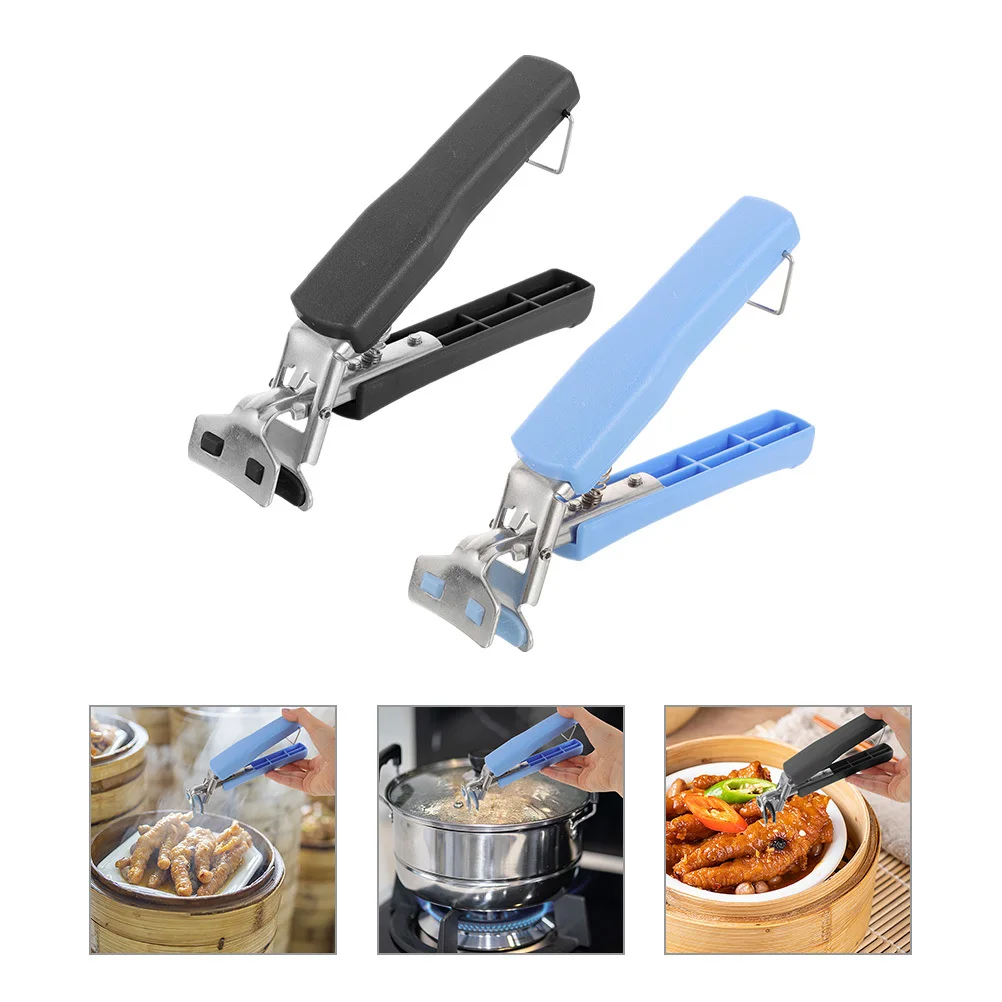 

2Pcs Hot Plate Gripper Anti-Scald Clamp Portable Dish Gripper Stainless Steel PP Camping Tableware Clip Kitchen Plate Lifter Hot