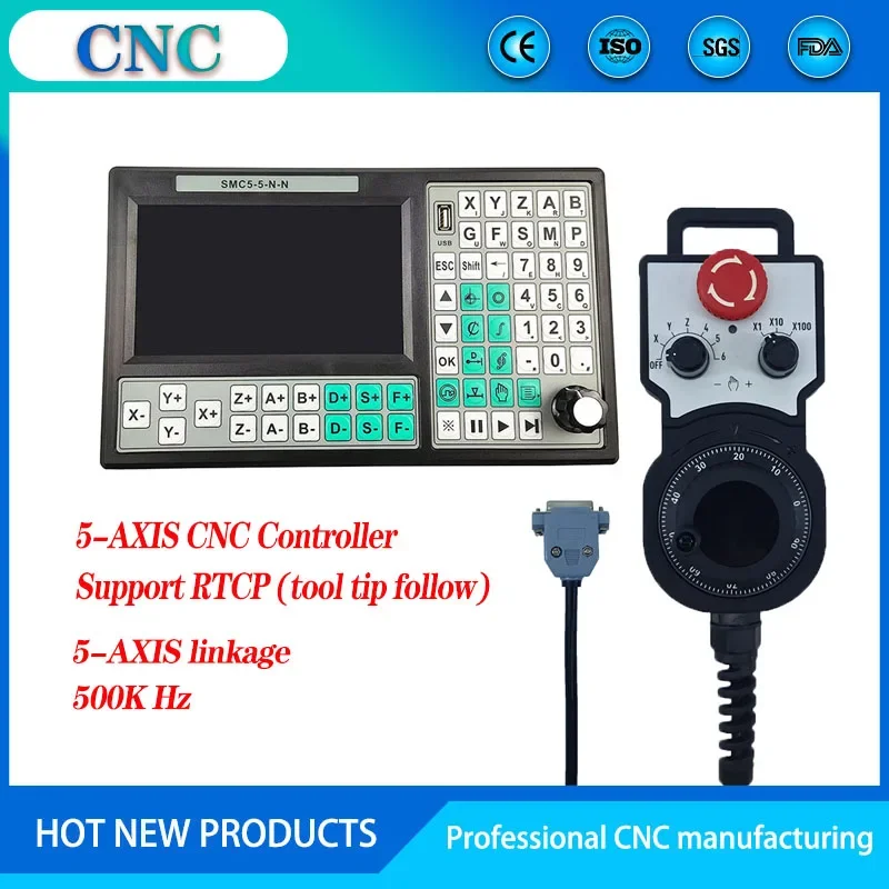 USB controller SMC5-5-N-N CNC 5- offline Mach3 500KHz G-Code 7-inch large screen 6-axis emergency stop handwheel MPG