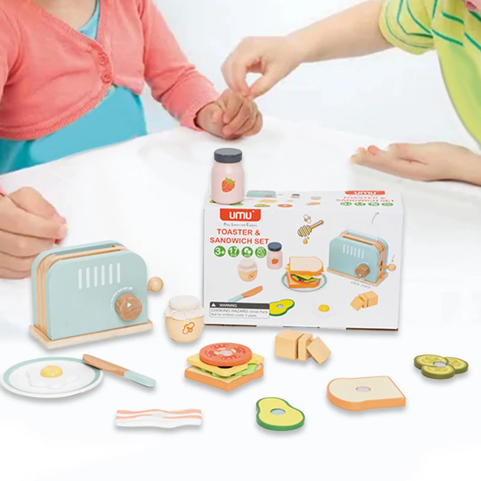 Giocattoli da cucina in legno Fai finta di giocare, set di alimenti Macchina per il pane interattiva educativa, accessori da cucina per regali per ragazze e ragazzi