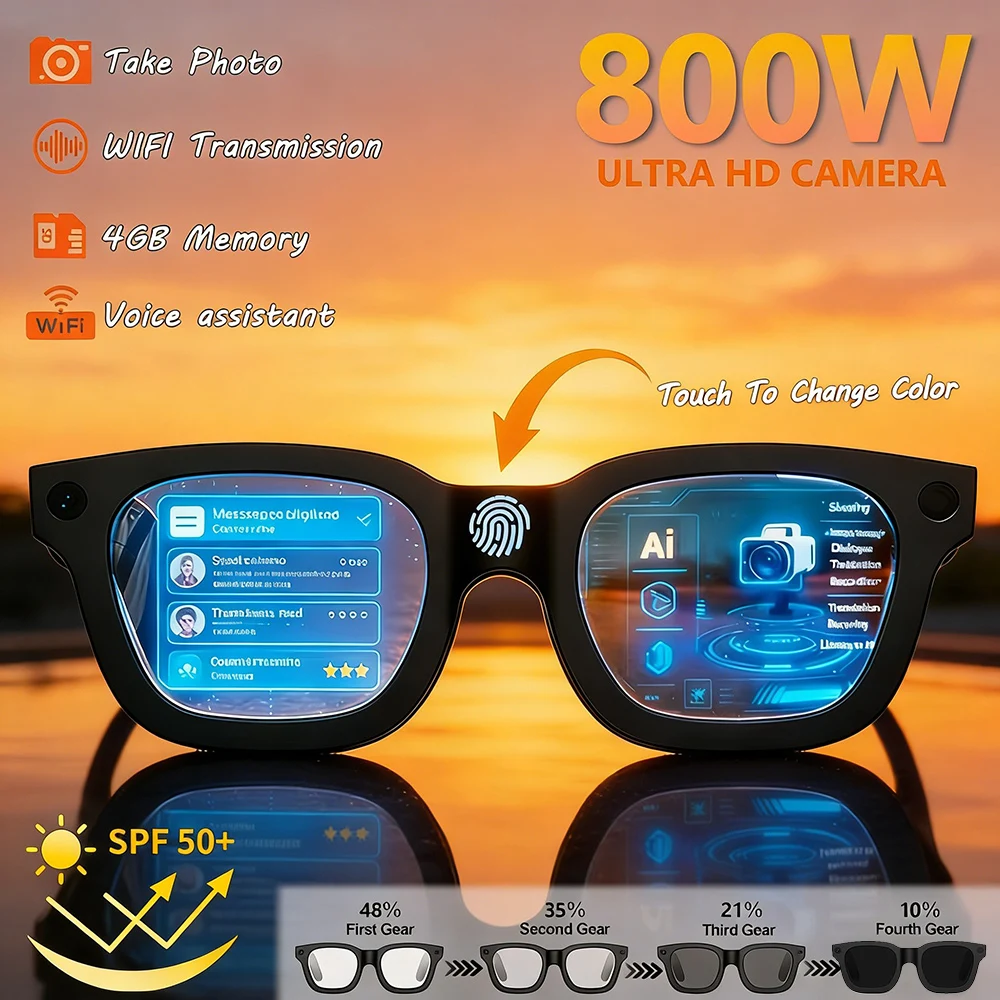 

Новые смарт-очки 2026 года с ИИ для мужчин и женщин: HD-камера 800W, запись видео, распознавание объектов, ИИ-перевод, 4 ГБ памяти, аккумулятор 300 мАч