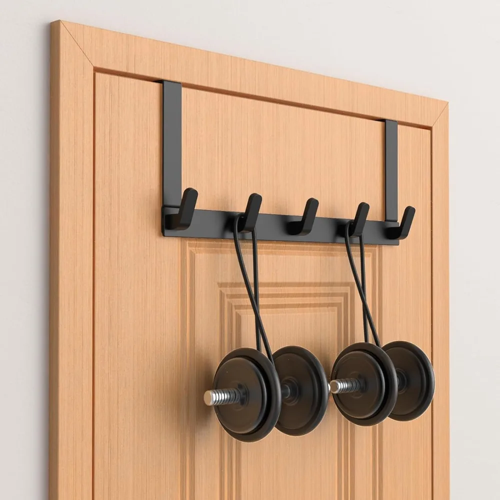 Percha Door To Clothing Over The Door 5 Hooks Door Hanger Hook Clothes Hat Towel Hanger Kitchen Bathroom Home Storage Rack view 4