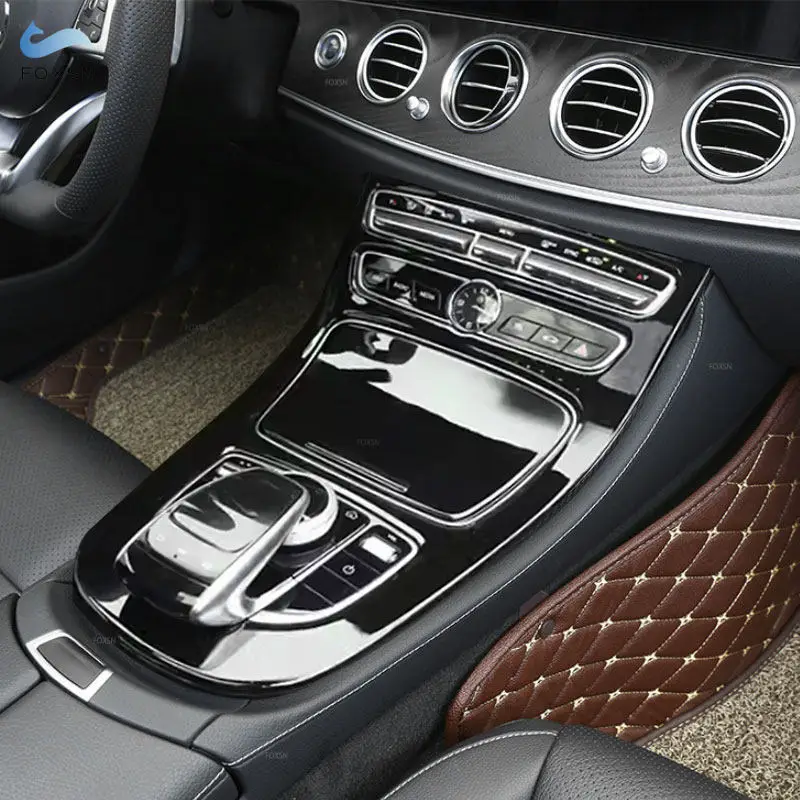 For Mercedes Benz E Class W213 2016 2017 2018 Car Interior Accessories Center Console Gear Shift Panel Cover Trim Bright Black