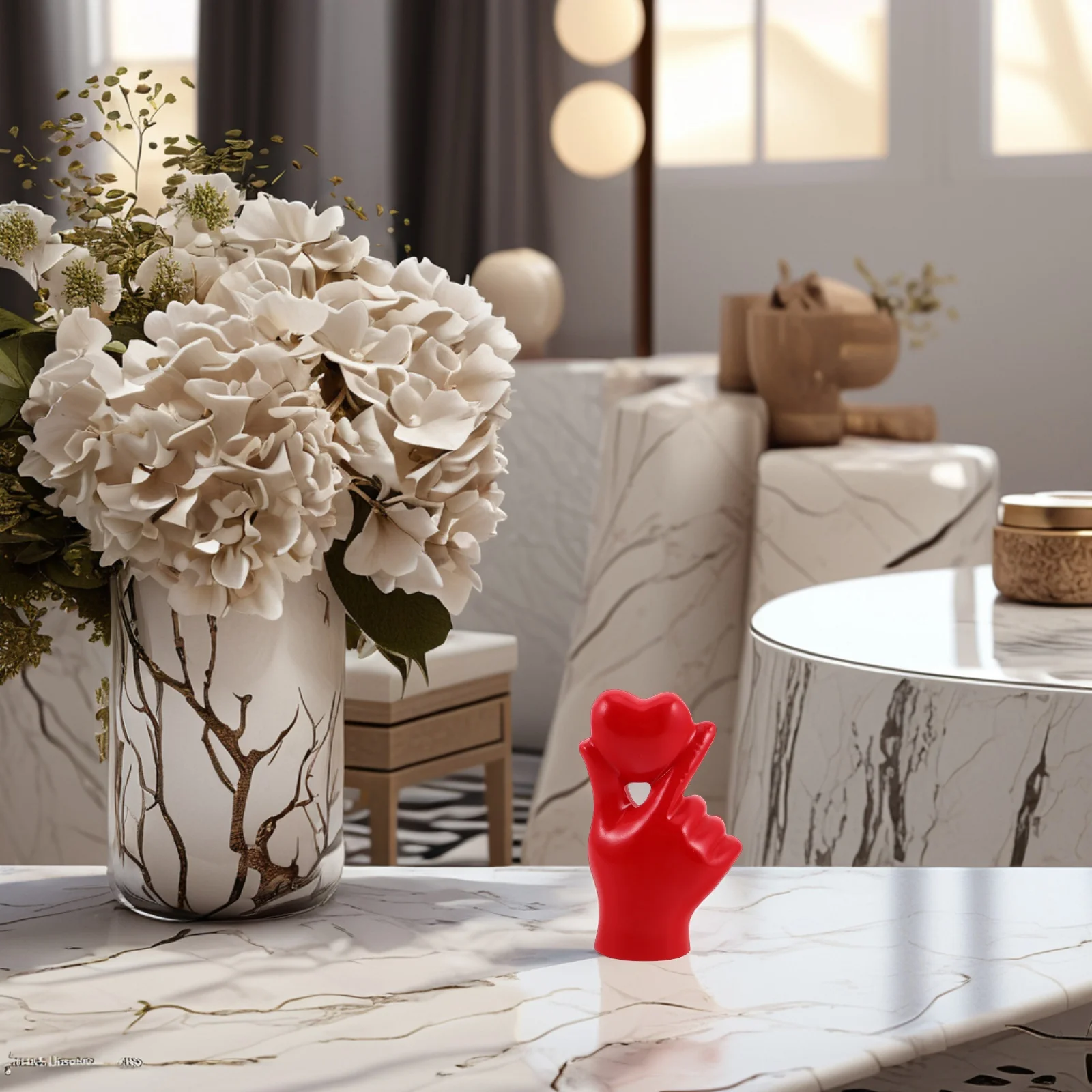 

Resin Heart Hand Gesture Sculpture Hand Desktop Ornament Romantic Home Office Decoration Valentine's Day Love