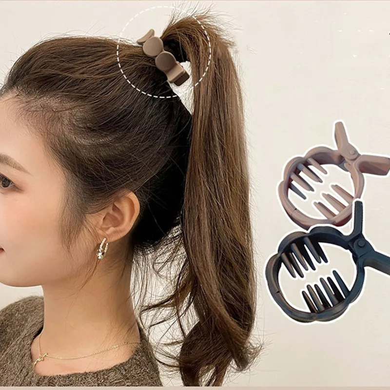 New Matte Round Grab Clip High Ponytail Fixed Gripper Artifact All-Match Retro Shark Clip Hairpin For Women Back Head Hairpin