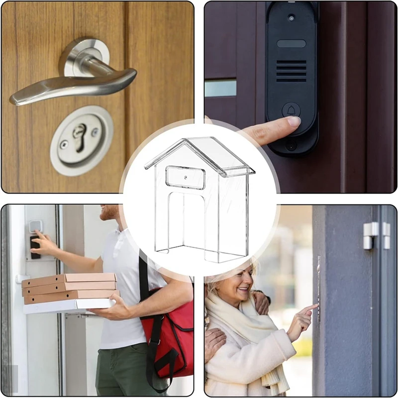 2 PCS Waterproof Doorbell Cover Clear Outdoor Keypad Cover Plastic Adhesive Outdoor Rings Doorbell Protector Case Durable