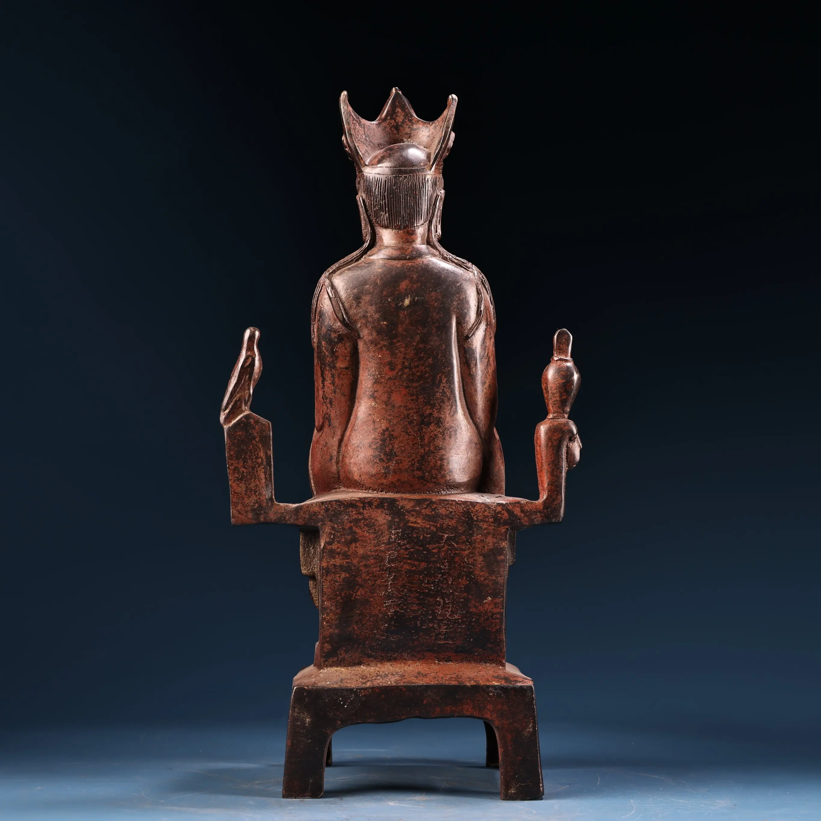 13 "مجموعة معبد التبت البرونزية القديمة المذهبة الزنجفر عالية الإغاثة شمال وي بوذا مقعد بوذا أميتابها قاعة العبادة