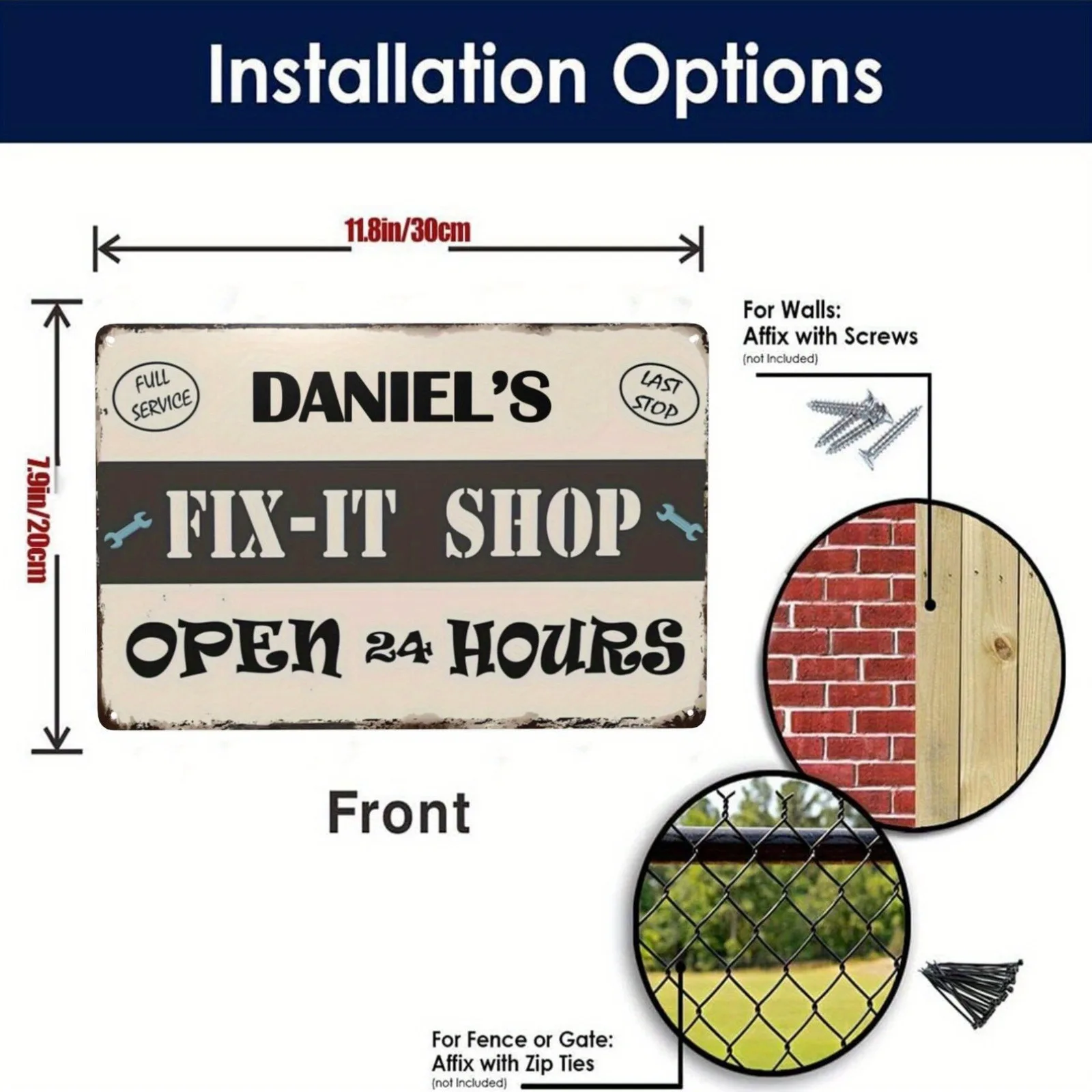 2D Flat 1pc Personalized Repair Shop Sign Decorative Solely, Wrench Garage Men Cave Gift 8X12In 20X30Cm Workshop Wall Plaque