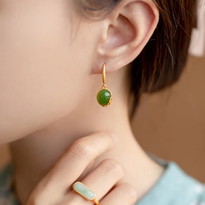 Boucles d'oreilles Hetian RXper naturelles pour femmes, conception classique, artisanat en or prairie, boucles d'oreilles à breloques vintage, bijoux de banquet