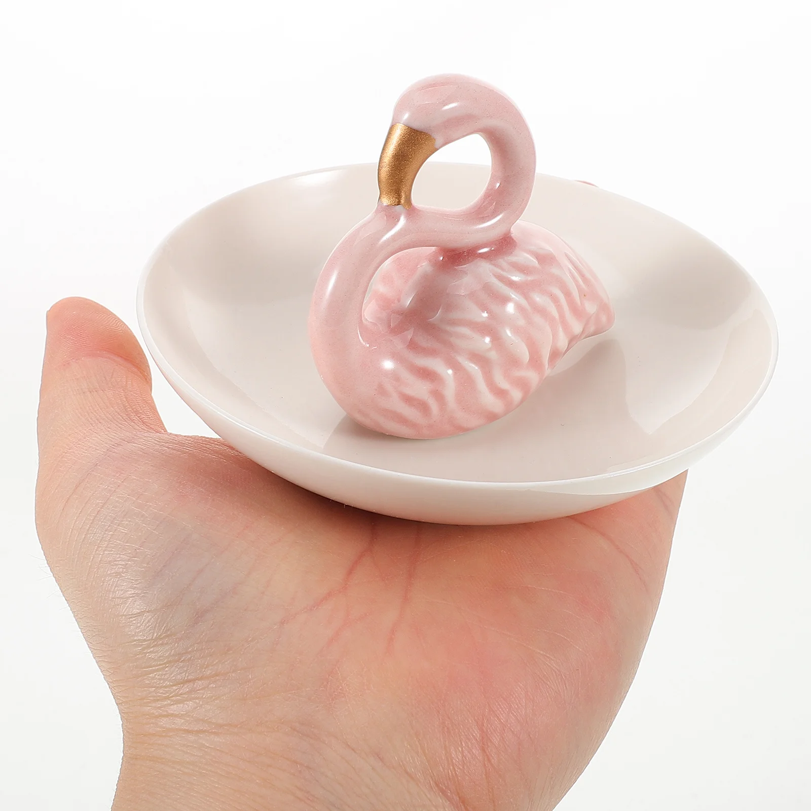 Flamingo Jewelry Tray Ceramic Ring Holder Decorative Trinket Plate Small Jewelry Organizer Storage Display Trinket Dish
